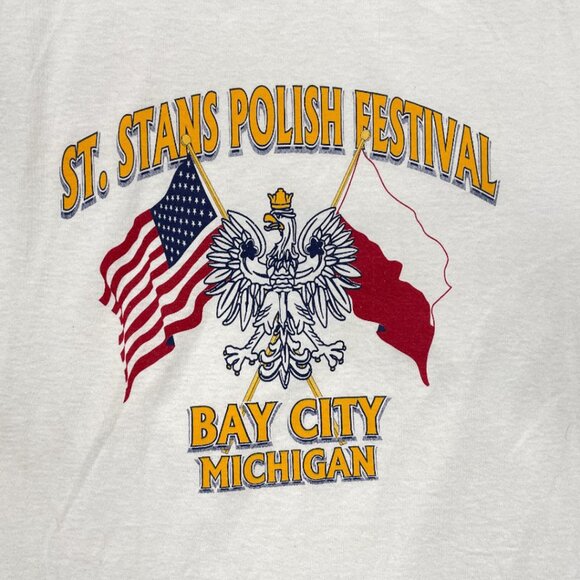 Vintage 1980's Polish Poland Festival Ringer Jerzees Tee T-shirt Men's Large - Picture 2 of 6